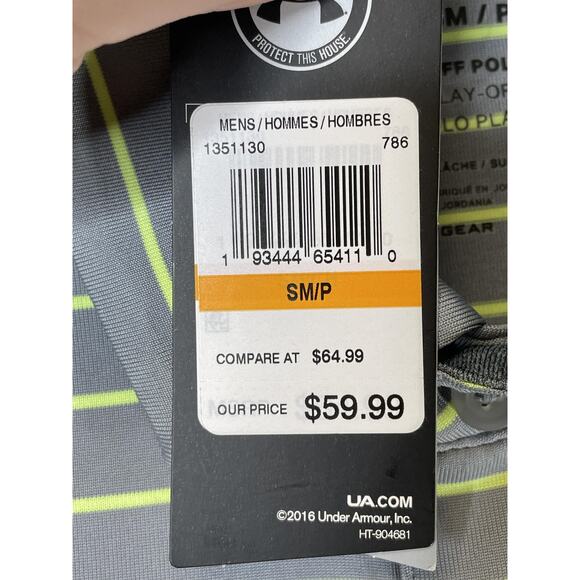 Under Armour Shirt Mens Small Gray Striped Playoff Polo HeatGear Golf 1351130 - Picture 7 of 11